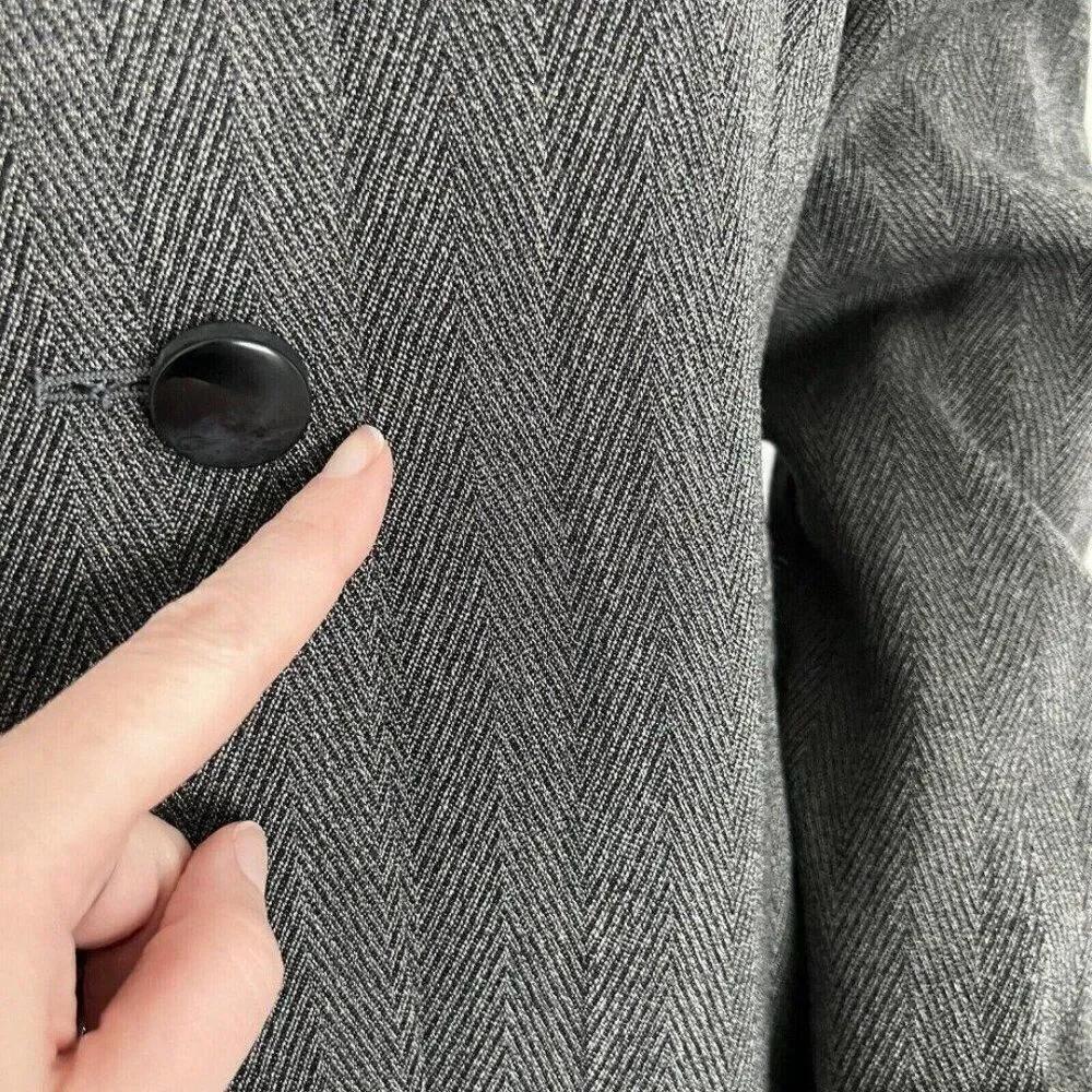 Vintage Christian Dior Women's Herringbone Jacket Size 8 Gray Worsted Wool USA